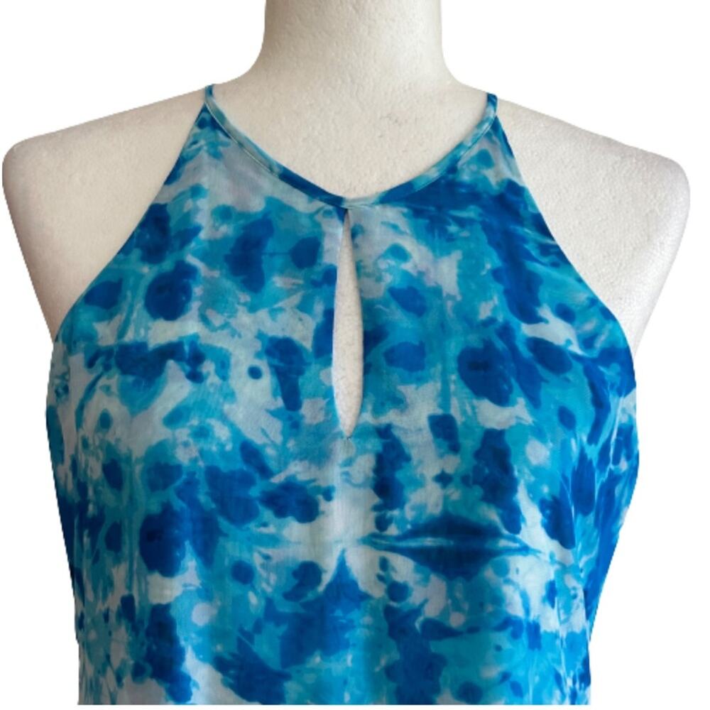 Calvin Klein Dress Blue Watercolor Sleeveless Knee Length Shift Trapeze Size 4 - Picture 3 of 12